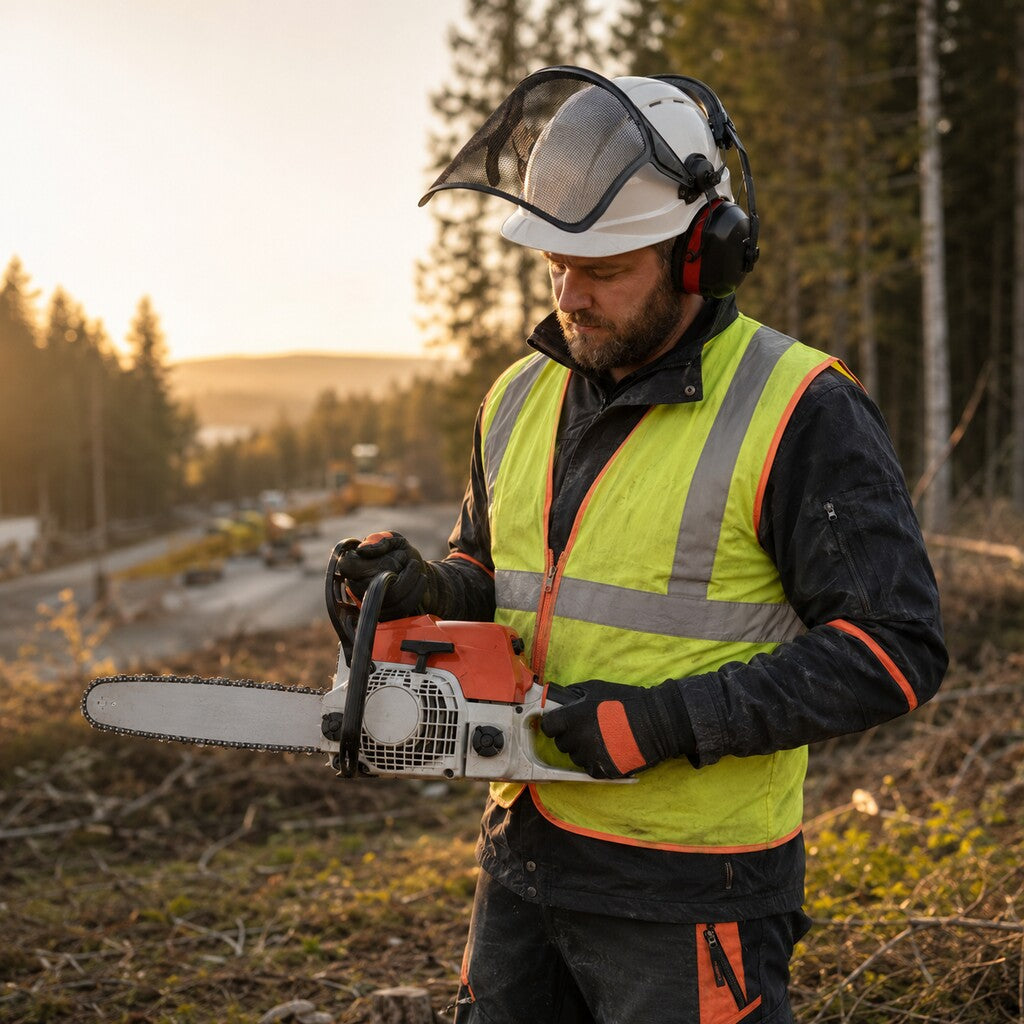 Motorsagkurs på nett – sikker kontroll av motorsag med verneutstyr