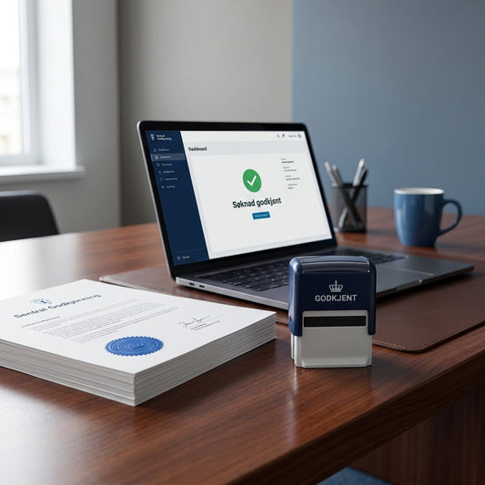 Bistand til Sentralgodkjenning - Søknad godkjent med stempel